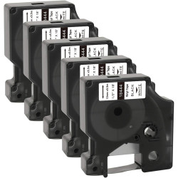 Label Maker,12mm(1/2 Inch) x 18 feet Black on White,5 Pack