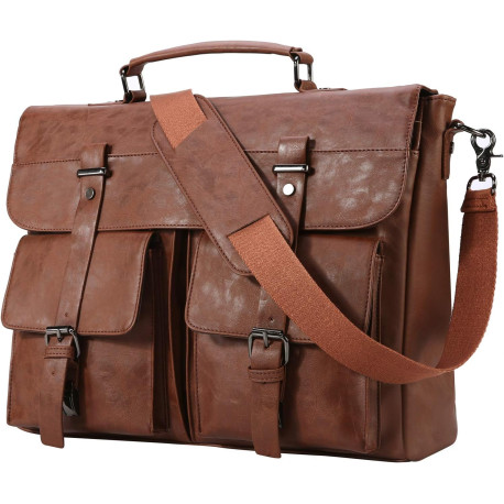 Leather Messenger Bag for Men,15.6 Inch