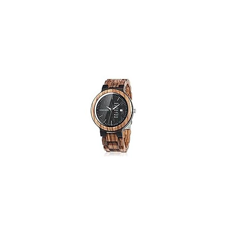 BOBO BIRD Week and Date Multi-Functional Display Men's Zebra Wooden Quartz Watch