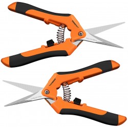 Gardening Hand Pruner Pruning Shear with Straight Stailess Steel Blades (2Pack Orange)