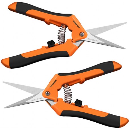 Gardening Hand Pruner Pruning Shear with Straight Stailess Steel Blades (2Pack Orange)