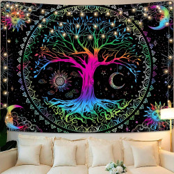 Black Aesthetic Tapestry for Room Decor (35''high × 47''wide, Colorful)