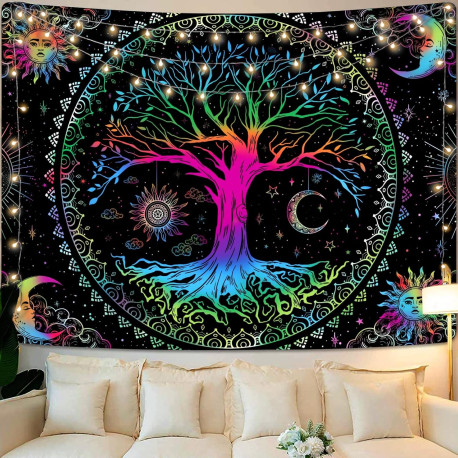 Black Aesthetic Tapestry for Room Decor (35''high × 47''wide, Colorful)