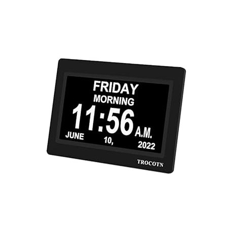 Custom Alarms Day Date Clock Wall Clock(7 Inches Black)