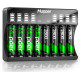 AA Batteries with Charger, 8 Pack AA 2800mAh Hig
