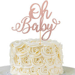 1 Pack Oh Baby Cake Topper Rose Gold Glitter Baby