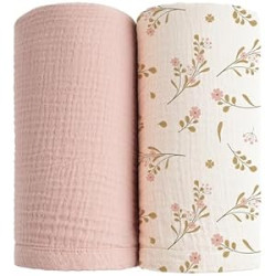Muslin Swaddle Blankets for Boys Girls, 2 Pack