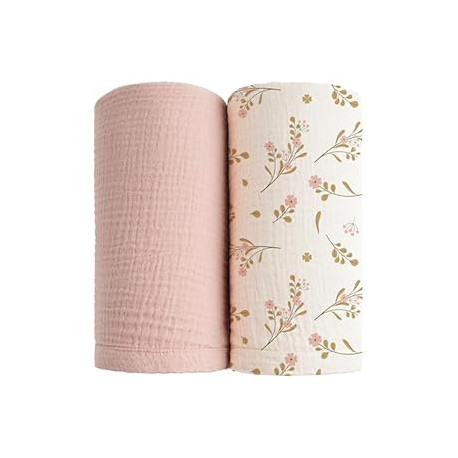 Muslin Swaddle Blankets for Boys Girls, 2 Pack