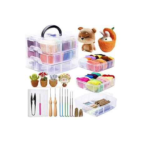 Needle Felting Kit, Wool Roving (5g/Color)