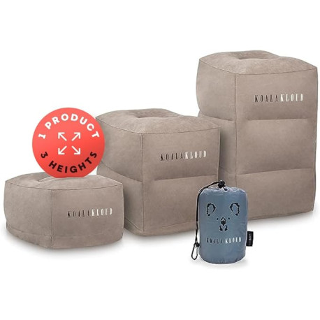 Koala Kloud 3 Height Travel Foot Rest - Gray Inflatable Foot Rest Pillow