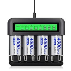 AA AAA C D Universal Battery Charger with 4 Pack C