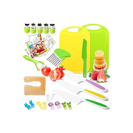 Kids Kitchen Knife Tools Toddlers Wood Safe
