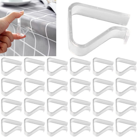 24 Pieces Transparent Clear Tablecloth Clips