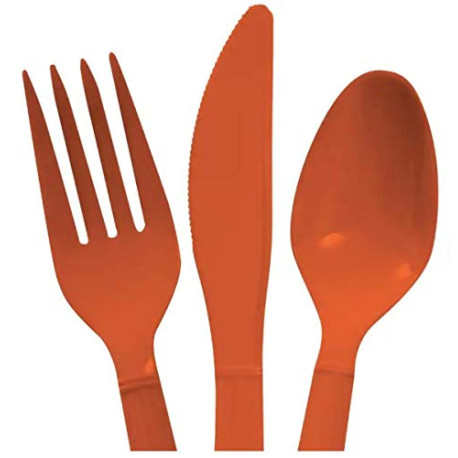 Heavy duty plastic 48 cutlery set