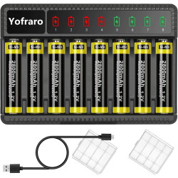 AA Batteries Rechargeable, Yofraro 8-Pack 2800mAh