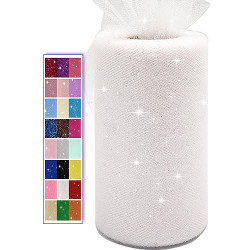 Glitter Tulle Fabric Rolls, 6 Inch 50 Yards (150ft) Sparkling Spool
