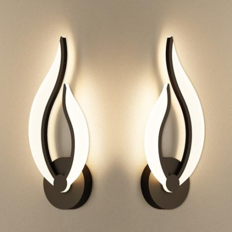 2-Pack Modern Indoor Wall Sconce 10W LED Black Dimmable