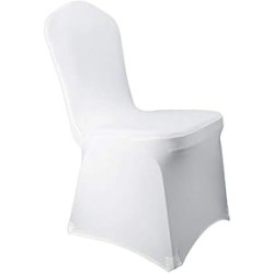 Flame Retardant Chair Covers Spandex Stretch Polyester Fabric White