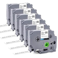 6 Pack Compatible with Brother P Touch Label Maker Tape Work