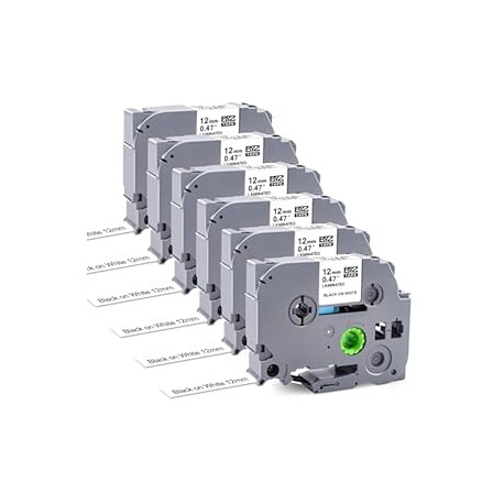 6 Pack Compatible with Brother P Touch Label Maker Tape Work