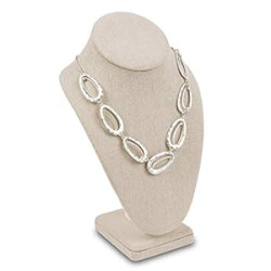 Necklaces Bust Mannequin, 6 3/8 W x 4 1/4 D x 10 H in, Tan Linen