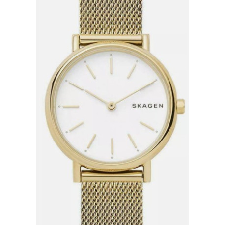 Skagen Women's Signature 30mm Slim Gold-Tone Steel-Mesh Watch