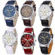 6 Pack Men's Leather Quartz Watch Geneva Casual Dress Wrist Band
