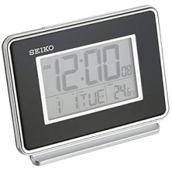 SEIKO Hudson Everything Bedroom Digital Alarm Clock, Black