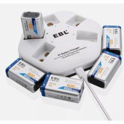 5 Pack EBL 9V 600mAh Rechargeable Batteries