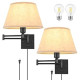 Dimmable Wall Sconce Plug in, Wall Sconces Set of Two Swing Arm Wall Lights