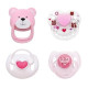 Pink Style Magnetic Pacifier Set 4 Pieces