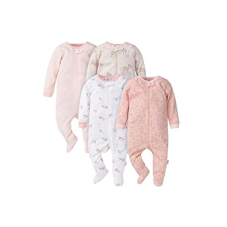 Baby Girls' 4 Pack Sleep 'N Play Footie