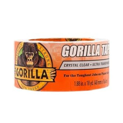 Gorilla Crystal Clear Tape, 1.88” x 18 yd (Pack of 1)