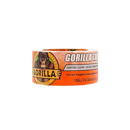 Gorilla Crystal Clear Tape, 1.88” x 18 yd (Pack of 1)