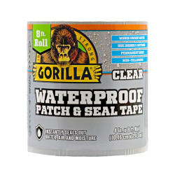 Gorilla Waterproof Patch & Seal Tape, Clear Tape, 4" x 8' (Pack of 1)
