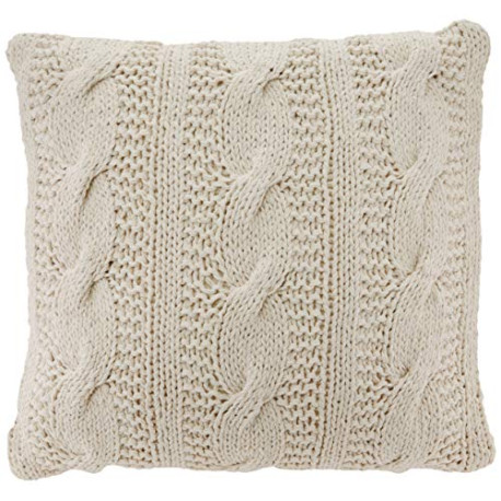 Knitted Collection Vanilla Cable Knit Design Down Filled Cotton Throw Pillow