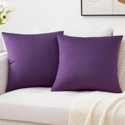Cases for Couch and Bed Pillows, Purple, 20 x 20 Inches, Set of 2