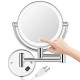 8 Inch Double-Sided 1X 5X Magnifying Mirror for Bathroom, 11'' Extendable Arm, 360° Swivel, Touch DimmableLED Lights