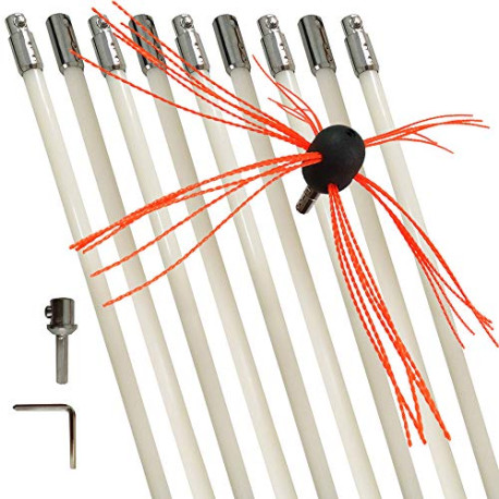 Chimney Cleaning Brush Fireplace Flue Sweep Whip Cleaner Tools 30 Feet
