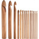 15 Pieces Wooden Bamboo Crochet Hooks Set 3