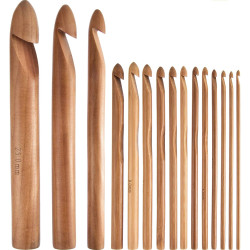 15 Pieces Wooden Bamboo Crochet Hooks Set 3