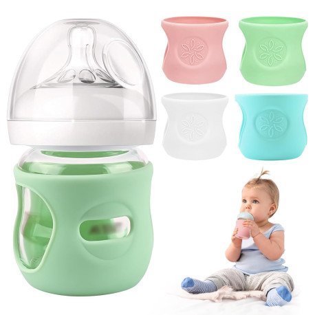 4-Pack Silicone Sleeves for Philips Avent Glass Bottles