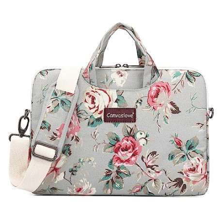 Rose Pattern Water Resistant Laptop Shoulder Messenger Bag