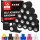 16 Pack Self Adhesive Bandage Wrap Black, 2" X 5 Yards Black Athletic Tape