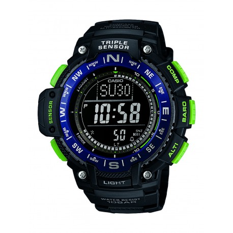 Men's Quartz Triple Sensor Compass Black Resin 54mm Watch SGW1000-2B