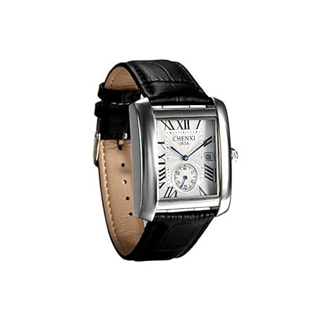 Mens Square Watch, Vintage Leather Cuff Watch