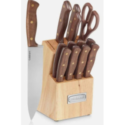 14 Pc Wood Handle Stainless Steel Knife Set