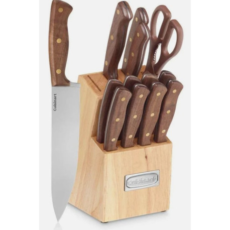 14 Pc Wood Handle Stainless Steel Knife Set