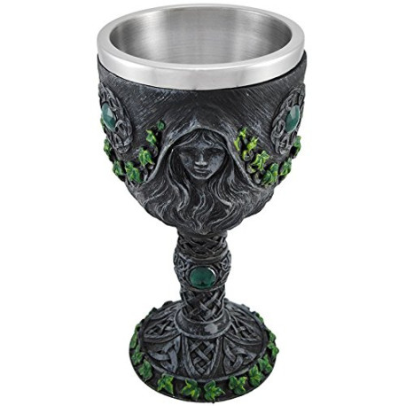 12 oz Wine Goblet Chalice Cup (Maiden/Mother/Crone - Green)