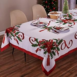 Christmas Ribbon Tablecloth (60 x 126 Inch)
